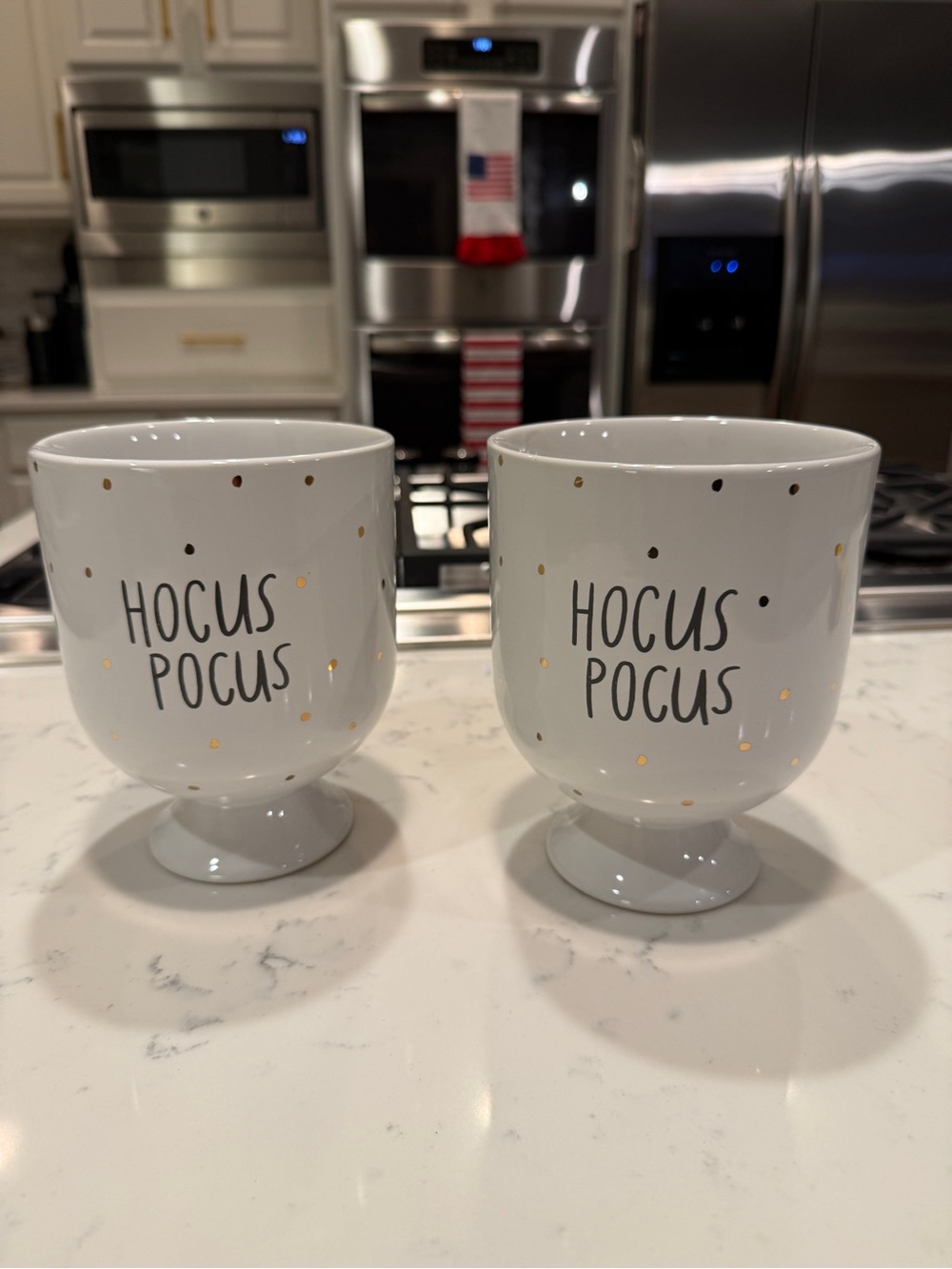 Hocus Pocus -  Fearful Phrases Planter Pot  Halloween White  Gold Ceramic - Picture 3 of 10